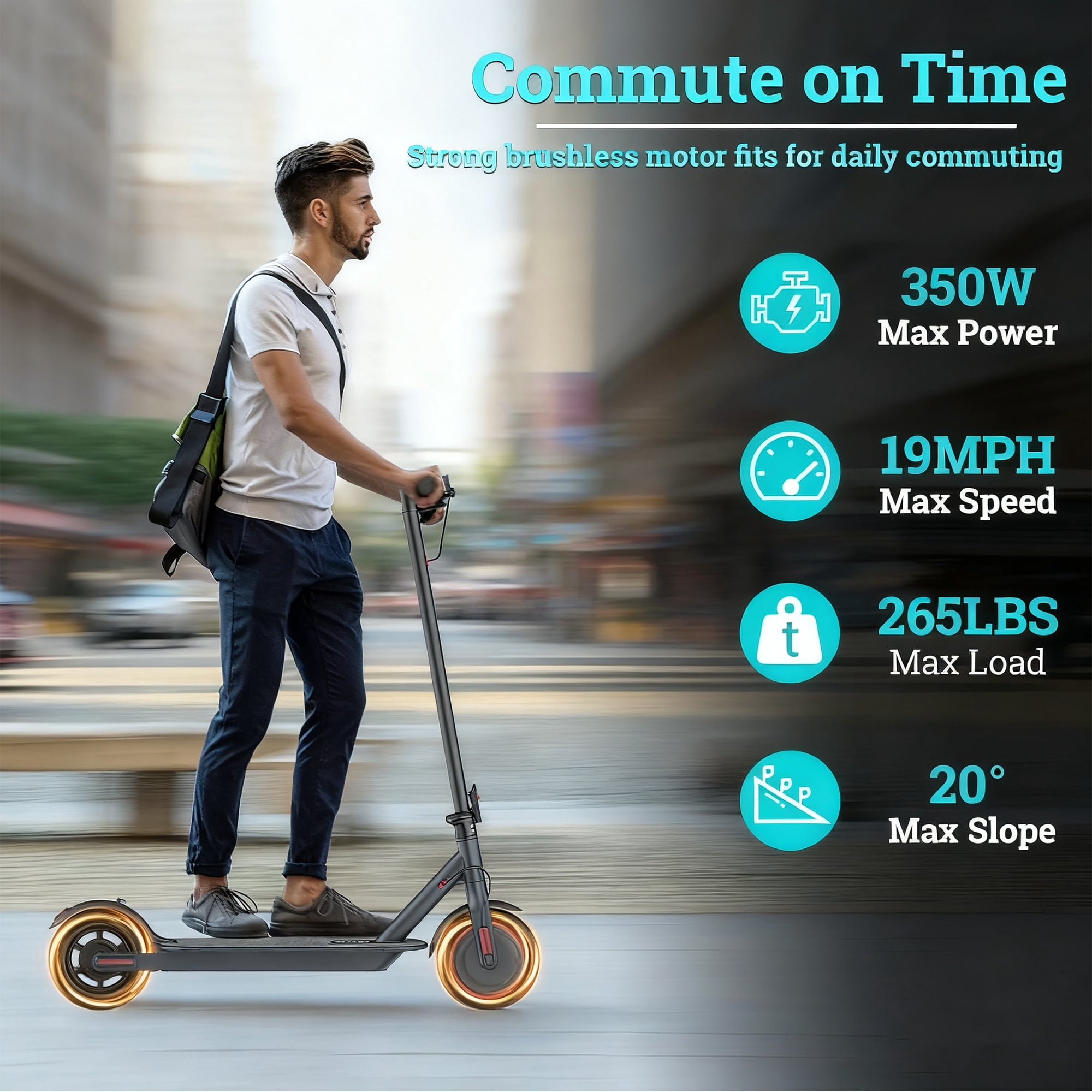 JOYHIS J078L Electric Scooter for Adults, 350W, 8.5" Anti-Skid Tires, 15-19 MPH, 21-Mile Range, Double Braking System & App Control, Foldable Design