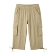 thumbnail image 7 of ZHOGXU Classic Summer Solid Color Straight Leg Kids Capri Cargo Pants For Girls With Pocket Comfortable Everyday Wear, 7 of 7