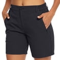 thumbnail image 2 of BXJX Womens Bermuda Shorts, Zipper Pocket Elastic Waist Walking Above the Knee Cargo Shorts Dark Gray Size M, 2 of 9