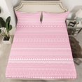 thumbnail image 2 of Manfei Modern Geometric Artistic Full Size Sheets,Pink White Bed Sheets,Boho Theme Sheet Sets For Girl Teens,Microfiber Bedroom Decor,4pcs, 2 of 7