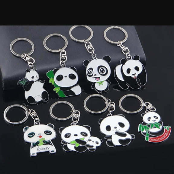 Naierhg 2Pcs FashionPanda Metal Keyring Keychain Car Key Holder Bag Pendant Gift