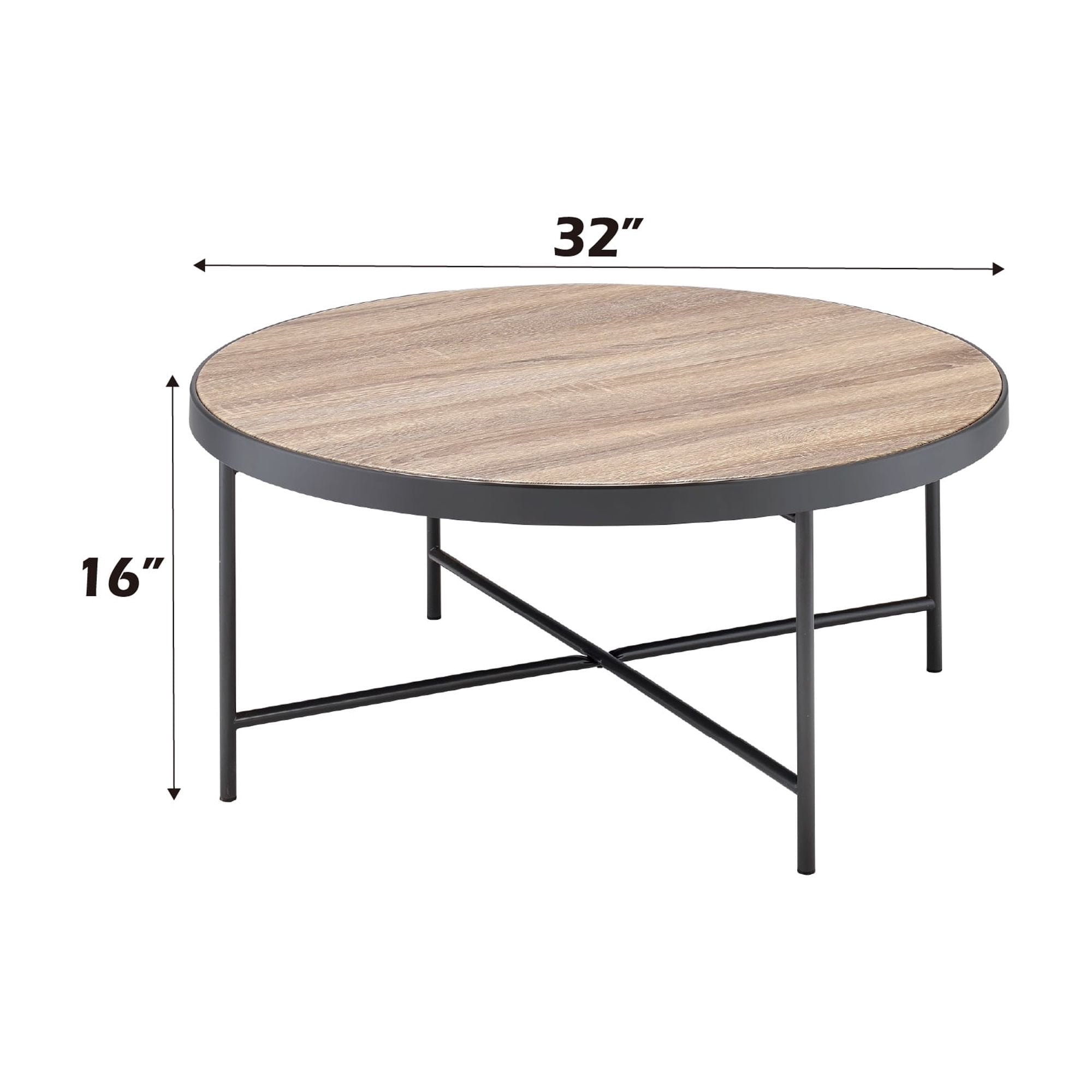 Coffee Table, Gray Oak & Metal Finish