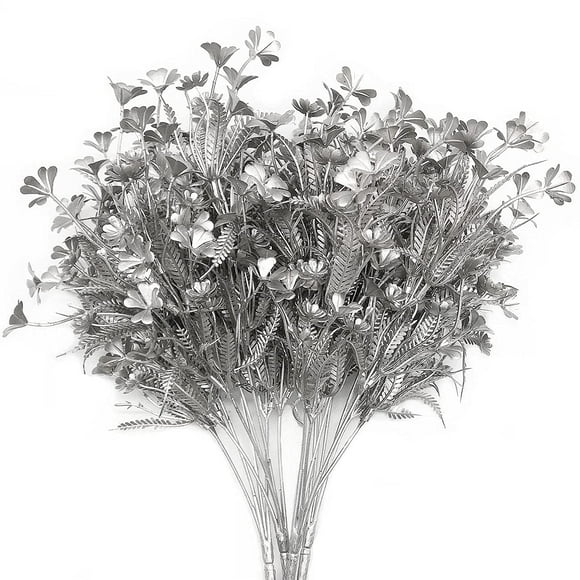 PASYOU Plantas Artificiales Arbustos Plateados de Seda 37 cm Paquete de 4