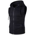 thumbnail image 2 of Fashion Men Sleeveless Solid Color Drawstring Casual Tank Hort Sleeve Hooded Blouse, 2 of 7