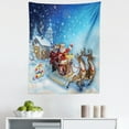 thumbnail image 1 of Christmas Tapestry, Santa in Sleigh Reindeer and Toys Snowy North Pole Tale Fantasy Image, Fabric Wall Hanging Decor for Bedroom Living Room Dorm, 5 Sizes, Navy Blue, by Ambesonne, 1 of 1