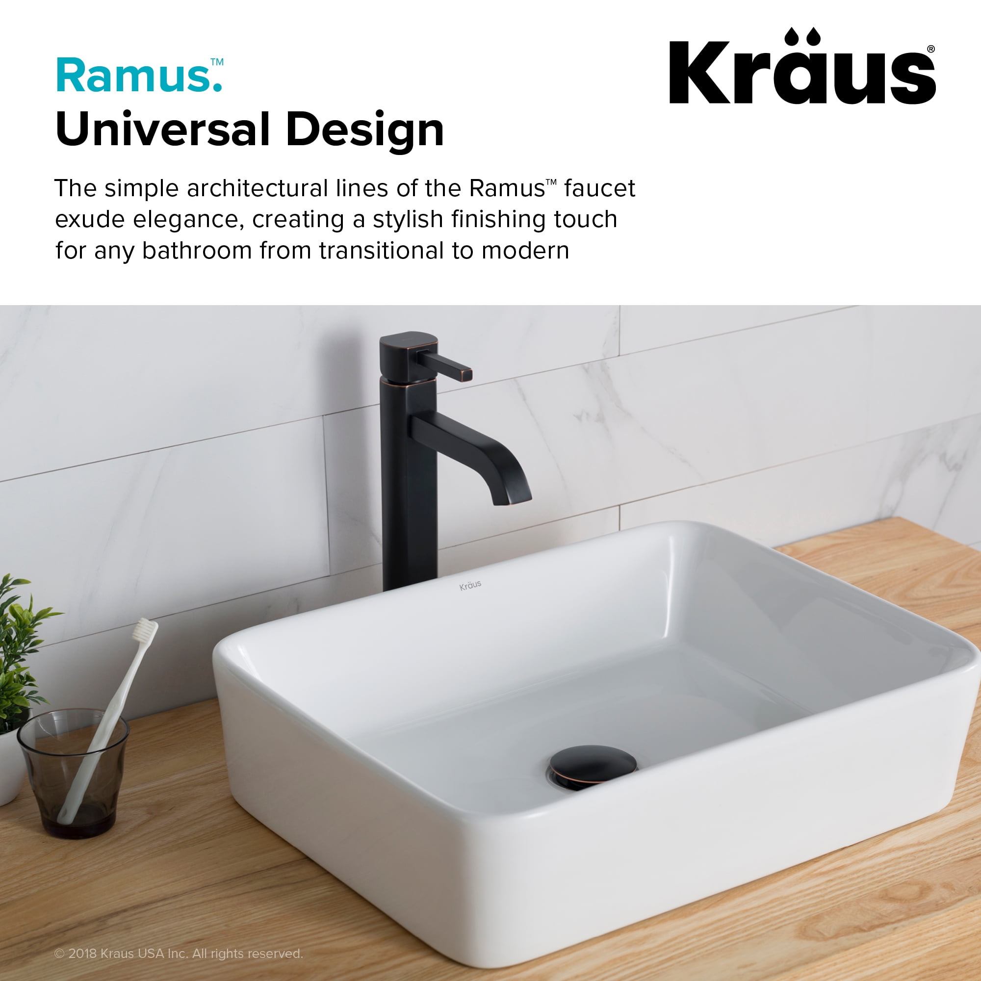 KRAUS Ramus Tall Vessel Bathroom Faucet, Oil Rubbed Bronze Finish