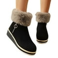 thumbnail image 5 of Aihuaihua Women's Lined Fashion Boots Autumn Winter Short Wedge Heeled Waterproof Thick Sole Shoes for Work Office Business Casual, Suede Booties for Girls Snow Boots Anti 2025 Fasion, 5 of 9