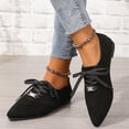 thumbnail image 4 of EKVAHL Women's Orthopedic Lace Up Ballet Flats, Soft Suede Pointed Toe Shoes, Cushioned Arch Daily Commute Walking Shoes Black, 4 of 5