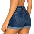 thumbnail image 4 of Nmnitkp Jean Shorts Women's High Waisted Distressed Denim Shorts, Ripped Frayed Raw Hem Jean Shorts with Pockets, Casual Summer Streetwear for Women Blue,L, 4 of 5
