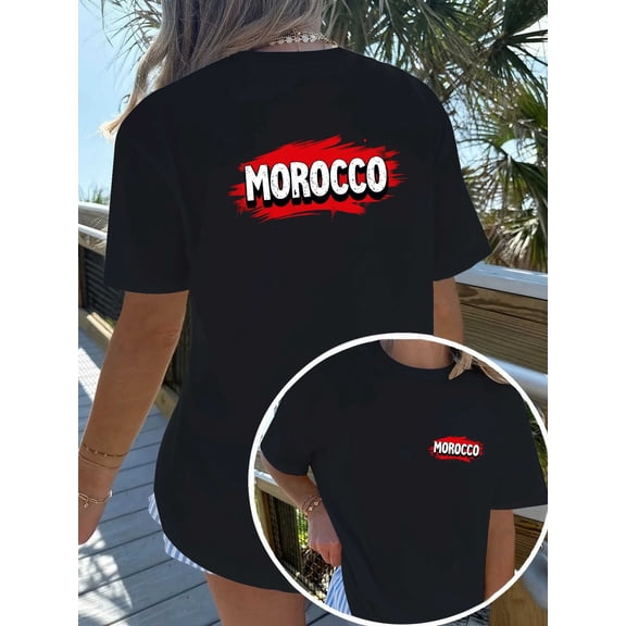 Women's Casual Cotton Morocco Country Graphic T-Shirt