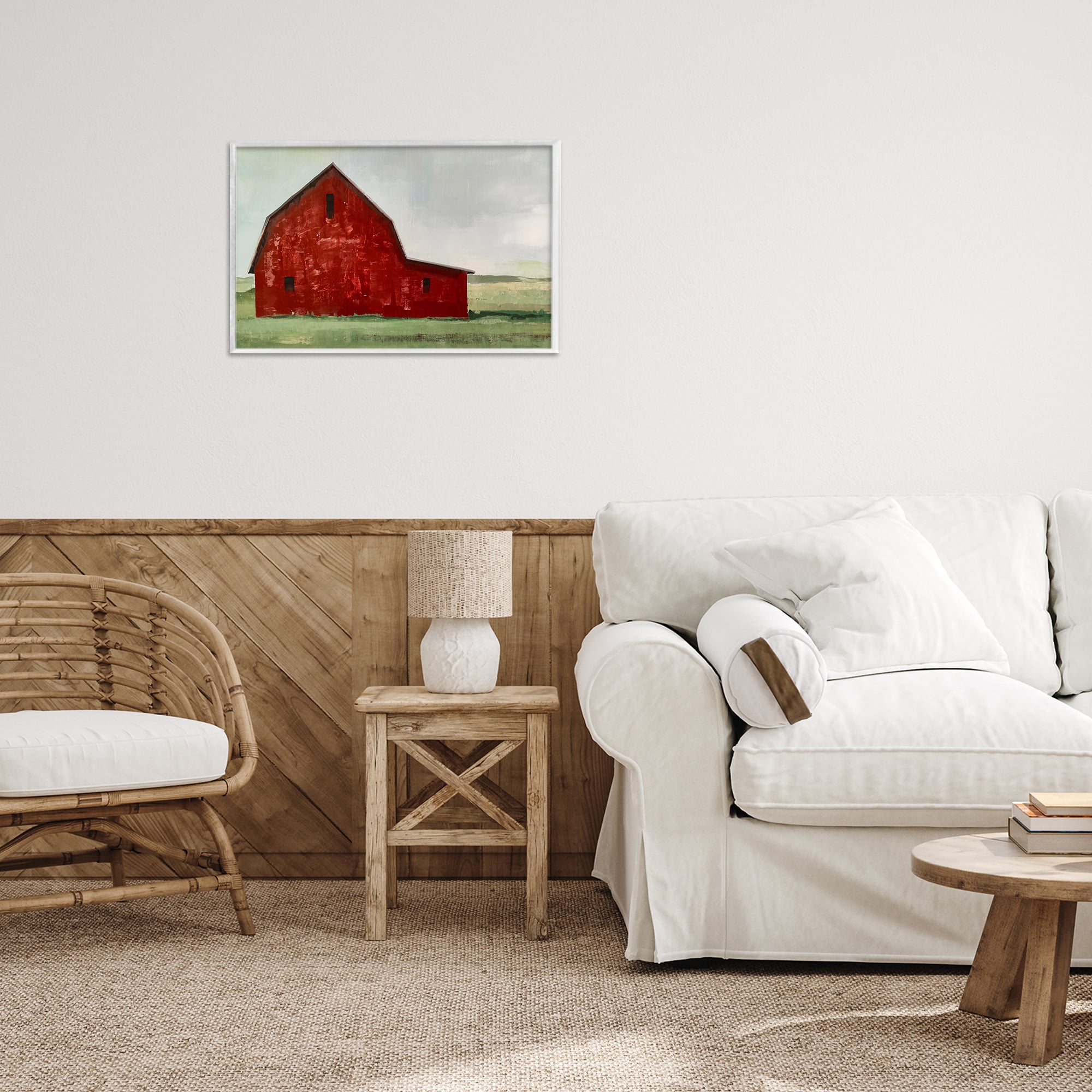 Stupell Industries Red Weathered & Wise Barn White Framed Giclee Art, design by Max Maxx