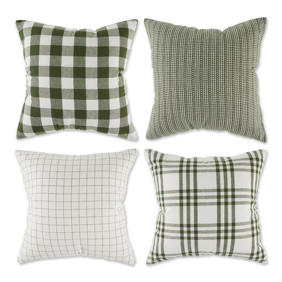 Contemporary Home Living Set of 4 Sage Green Farmhouse Check Throw ...