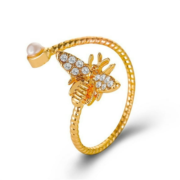 TopLLC Rings Little Bee Finger Female Open Design Pearl Ladies 1PC ring