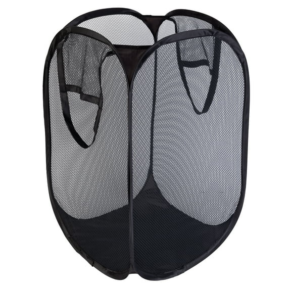 Mainstays Pop-Up Spiral Polyester Laundry Hamper, Rich Black, Adult