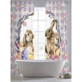 thumbnail image 5 of Easter Bunny Sheer Curtains 108 Inch Length 2 Panels Set Window Treatments, Spring Easter Eggs Chick Floral Purple Check Rod Pocket Semi Curtains for Living Room/Bedroom/Kitchen Décor, 104"W x 108"L, 5 of 7
