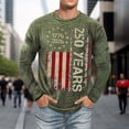 thumbnail image 4 of CONZONE 250 Anniversary Usa T Shirt For Men Independence Day Patriotic Print Crew Neck Long Sleeve Breathable Soft Tops Army Green Size L, 4 of 5