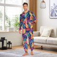 thumbnail image 6 of FORMRS Onesies Pajama for Adults Unisex Hoodie Winter Jumpsuit One Piece Sleepwear, Sizes S-2XL, Colorful Art Leaves Pattern, 6 of 7