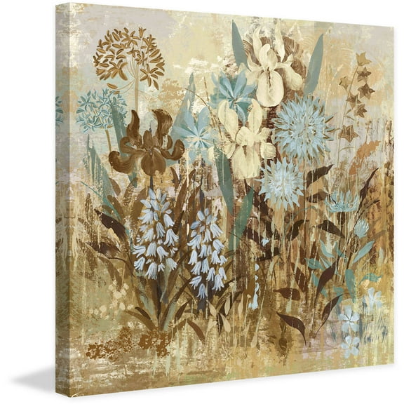 "Floral Frenzy Blue IV" Painting Print on Wrapped Canvas