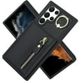 thumbnail image 4 of Samsung Galaxy S22 Ultra Case with Card Holder for Women, Samsung Galaxy S22 Ultra Phone Case Wallet with Credit Card with Ring Kickstand Zipper Shockproof Slim Stand Case - Black, 4 of 18