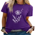 thumbnail image 1 of CHUANK Femmes Pissenlit Imprimé Manches Courtes Col Rond Uni Top, 1 of 6
