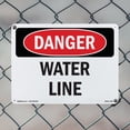 thumbnail image 4 of Water Line OSHA Danger Rigid Plastic Sign 18 Inch x 12 Inch - 5 Pack, 4 of 8