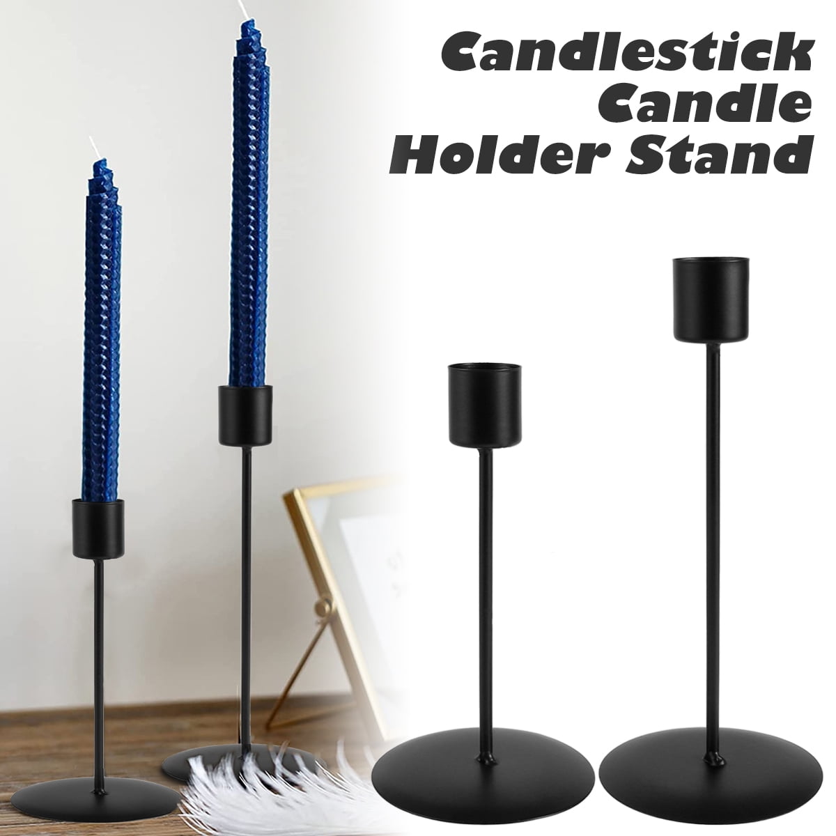 GUSTVE Candle Holder 2 Piece Set Metal Candle Holder Cone Candle