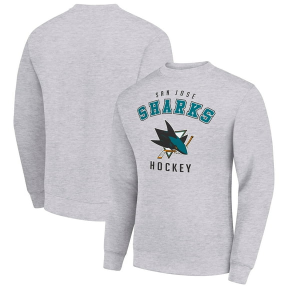 Men's Starter Heather Gray San Jose Sharks Team Logo Fleece Pullover Sweatshirt