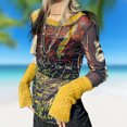 thumbnail image 4 of Camisetas informales con estampado transparente de malla jerseys de cuello redondo para mujer para la playa (amarillo L) FLhrweasw Para estrenar, 4 of 6
