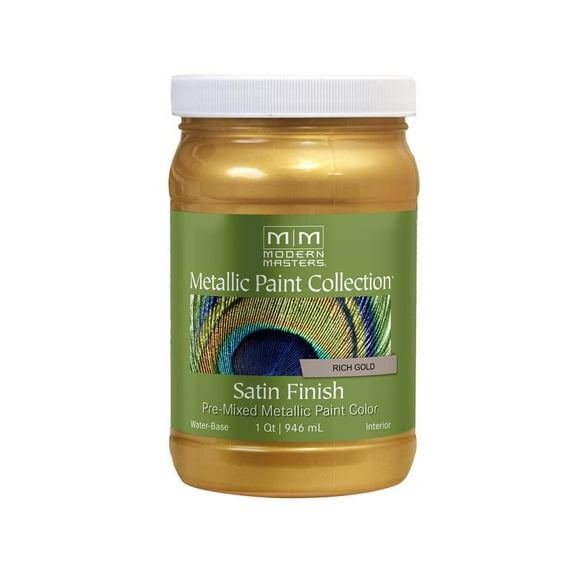 30 oz Modern Masters ME701 Rich Gold Metallic Paint Collection, Satin Water-Based Decorative Metallic Paint