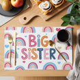 thumbnail image 2 of Boho Colorful Rainbow Placemats Set of 8 Cartons Rainbows BIG SISTER Text Place Mats Indoor Wipeable Table Mats Washable Cloth Dining Table Placemats for Kitchen Holiday Party Home Decor 13x19 Inch, 2 of 9