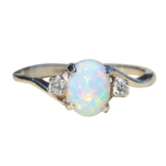 jovati Exquisite Womens Ring Oval Cut Fire-Opal Jewelry Birthday Gift Bridal Party Ring