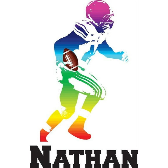 Personalized Name Vinyl Decal Sticker Custom Initial Wall Art Personalization Decor Boys Football Player Sport Bedroom 12 Inches X 20 Inches