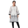 thumbnail image 1 of IshDeena Pakistani Kurtis for women Indian Style Cotton Tunics Womens Tops Printed B&W, 1 of 1