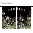 thumbnail image 5 of Black Floral Kitchen Curtains Moon Phase Botanical Bathroom Curtains Window Treatment Drapes Rustic Wildflower Plant Leaves Cafe Small Short Bedroom Curtains Fabric 2 Panels 27.5x36 Inch, 5 of 6