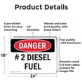 thumbnail image 2 of (2 Pack) #2 Diesel Fuel OSHA Danger Sign 24 Inch X 18 Inch Indoor / Outdoor Rust-Free Aluminum Metal Signs for Workplace, Workshop, and Construction Site, Made in the USA, 2 of 8
