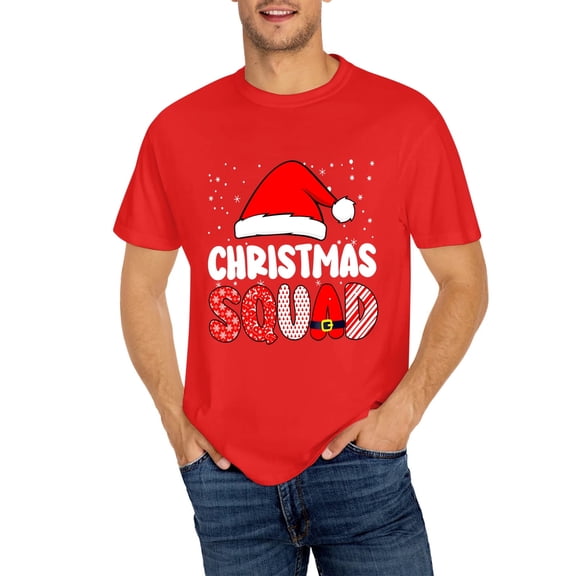 OdeJous Christmas Squad Family Group Matching Christmas Party Pajama T-Shirt,Red Small