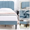 thumbnail image 5 of VECELO Twin Size Bed Frame, Modern Upholstered Platform Bed Frame with Adjustable Headboard, Wooden Slats Support/No Box Spring Needed, Light Blue, 5 of 12