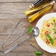 thumbnail image 3 of 2 Pieces Spaghetti Spoon Large Pasta Server Utensil, 9.4 Inch Stainless Steel Pasta Tong and 13.6 Inch Pasta Fork with Vacuum Handle, Comfortable Grip Design Spaghetti Server for Kitchen, 3 of 7