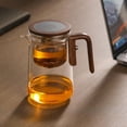 thumbnail image 3 of Opvise Borosilicate Glass Teapot with Wooden Handle – 500-600ml & 700-800ml, Anti-Scald Infuser Tea Kettle, Drip-Free Spout, Easy-Clean, Modern Minimalist Design, 3 of 7