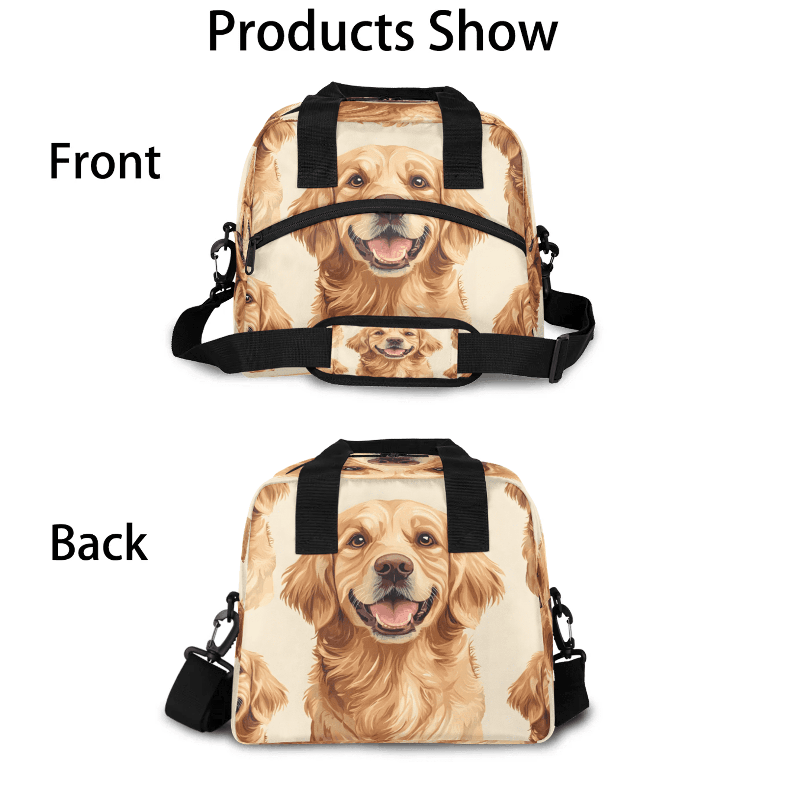 Herdesigns Cute Dog Print Lunch Bag for Women Men Adult, Funny Large Insulated Reusable Lunch Box Leakproof Portable Cooler Tote Bags for Work Picnic Beach