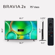 Sony 75” class BRAVIA 2 II LED 4K HDR Smart Google TV K-75S20, 2025 Model