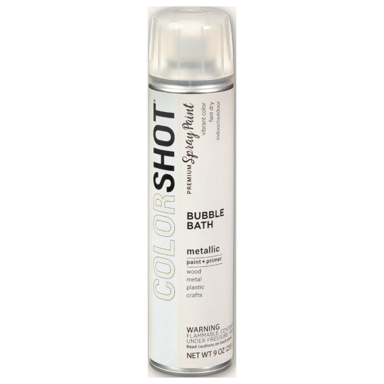 (2 pack) COLORSHOT Premium Multi-Surface Metallic Bubble Bath Spray Paint - 9 oz - White