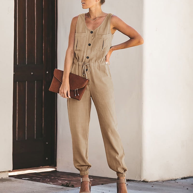 ladies khaki jumpsuit