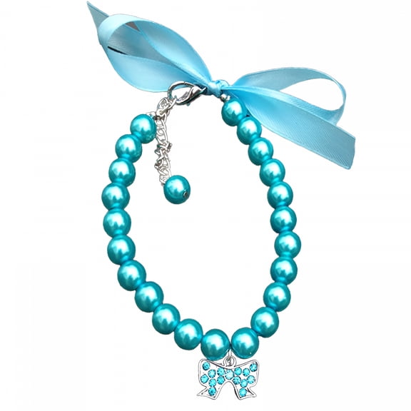 GASTROPOD Dog Pearl Collars,Pet Faux Pearl Necklace with Crystal Rhinestones and Charms,Dog Collar for Small Dogs and Cats,Wedding and Party Accessory