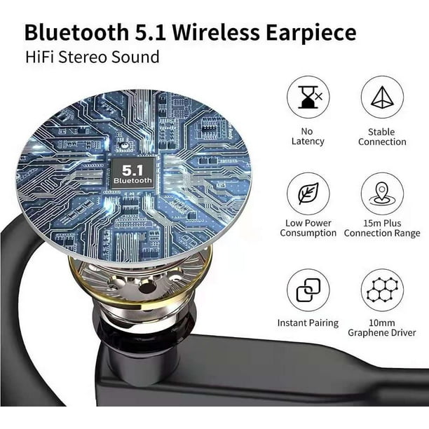 Casque Bluetooth sans fil mono avec micro, casque antibruit, mains libres,  PC, PS3, jeu, téléphone portable, ordinateur portable, nouveau