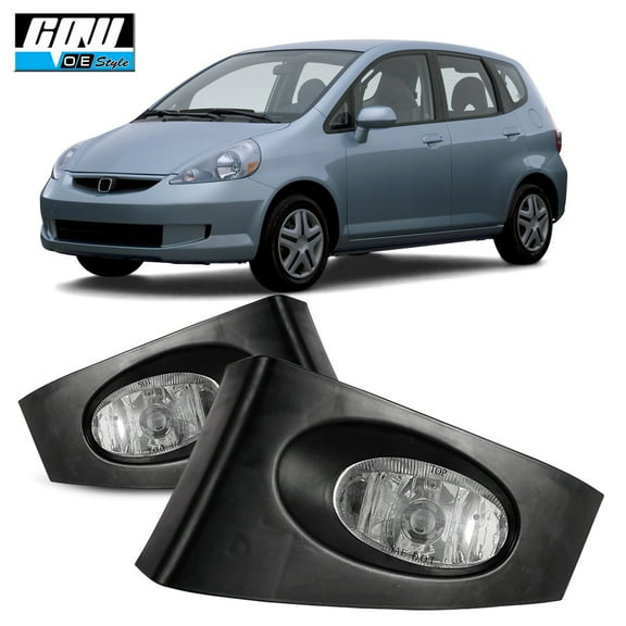Halogen Clear Lens Fog Lights Pair Set for 2006-2007 Honda Fit, Wiring Kit Included