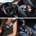 thumbnail image 3 of Uorisanigo Eagle National Flag Car Seat Cover Full Set of 18 Pack with Steering Wheel Seat Belt Pad Center Console Pad Headrest Covers Lever Stick Knob Cover Drink Coasters Key Chains,Universal Fit, 3 of 7