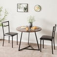 thumbnail image 2 of Dining Table Set for 2, Round Kitchen Table and Chairs for 2, Modern Dining Room Table Set with 2 Metal and Wood Chairs, Kitchen Table Set for Small Space, Apartment, Black and Brown, 2 of 8