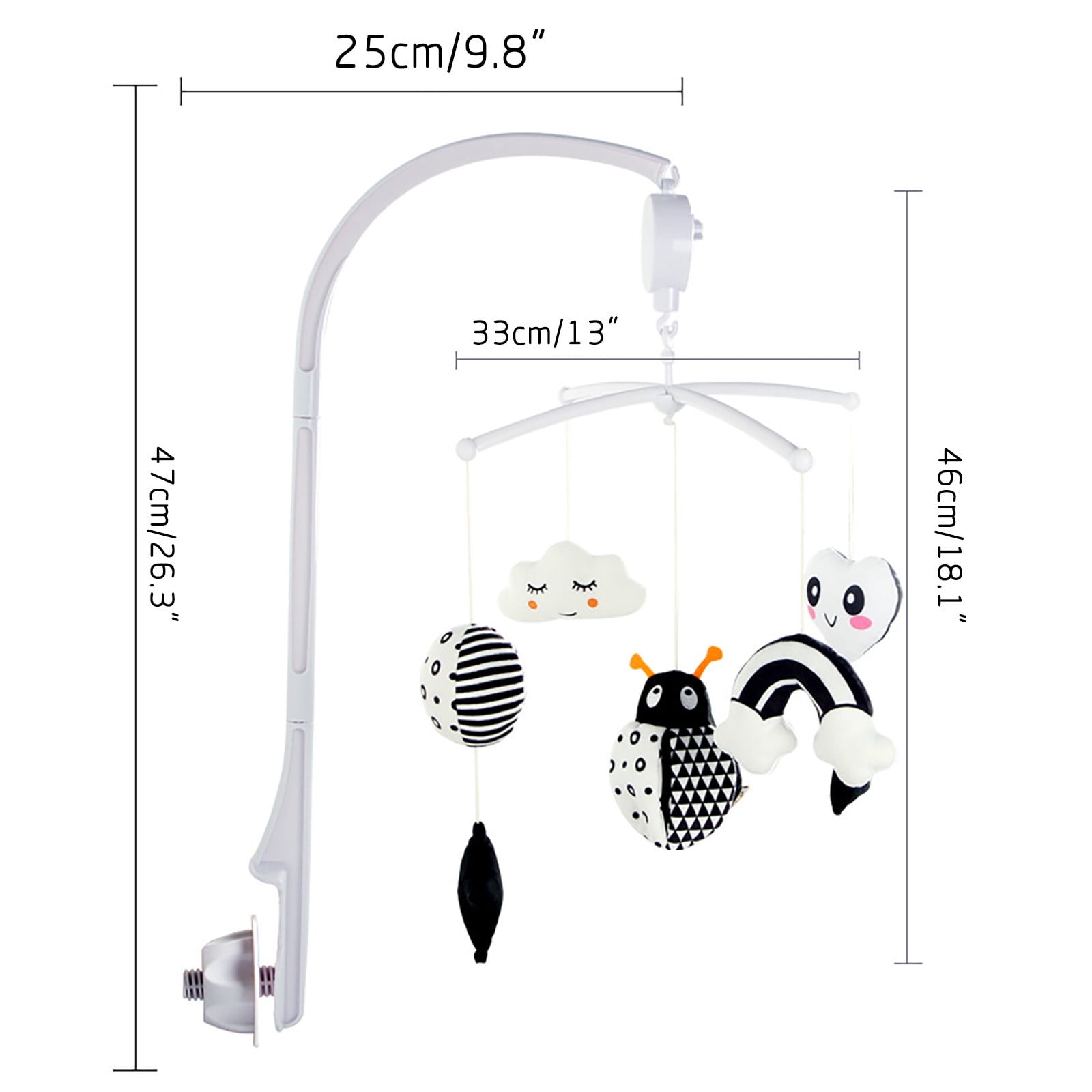 CSSAD Baby Sleep Toy Model with Bracket Music Box Music Bed BLACK WHITE