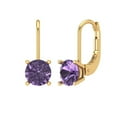 thumbnail image 2 of 1 Ct Round Cut Drop Dangle Purple Alexandrite 14K Yellow Solid Solid Gold Everyday Dainty Earrings Lever Back, 2 of 7